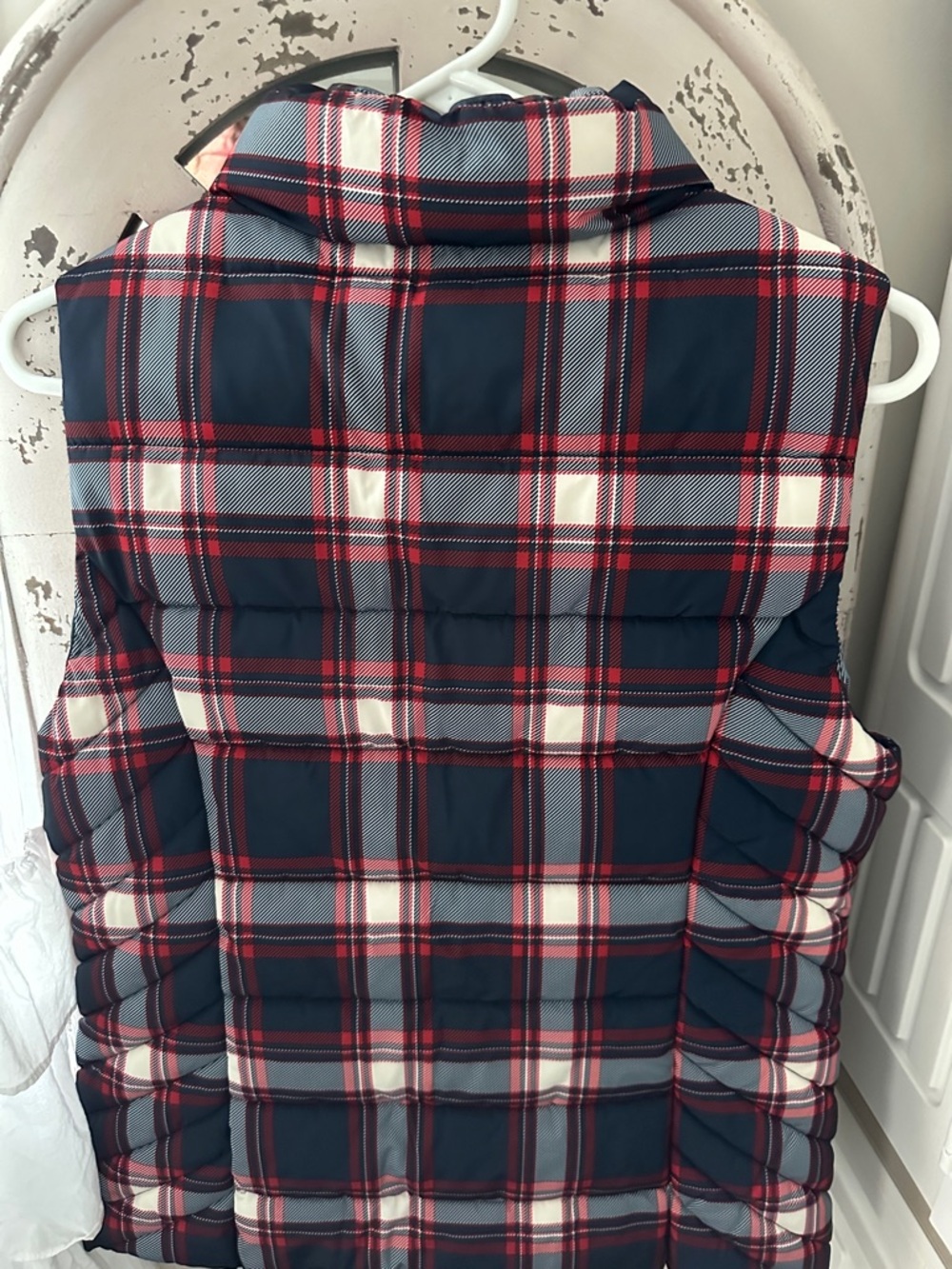 Tommy Hilfiger Navy Red White Plaid Puffer Vest - Picture 3 of 3
